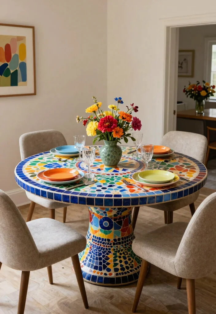 17 Dining Table Oval Ideas With Soft Elegant Lines 33 17 Dining Table Oval Ideas With Soft Elegant Lines - 13. Colorful Mosaic Designs 1