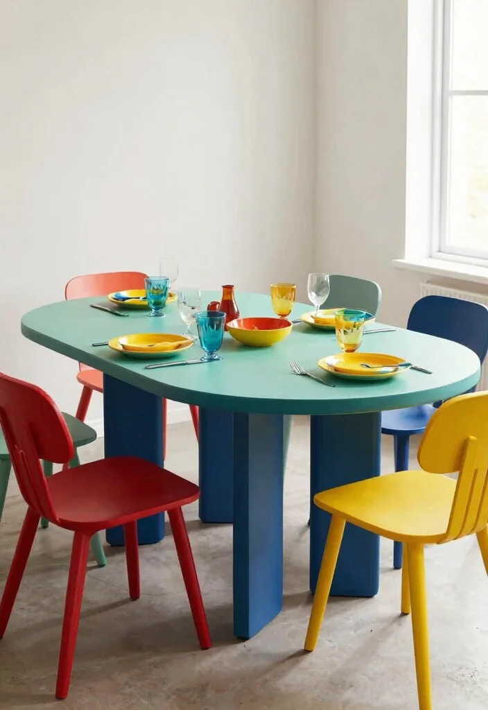 17 Dining Table Oval Ideas With Soft Elegant Lines 56 17 Dining Table Oval Ideas With Soft Elegant Lines - 16. Bold Color-Blocked Designs 1