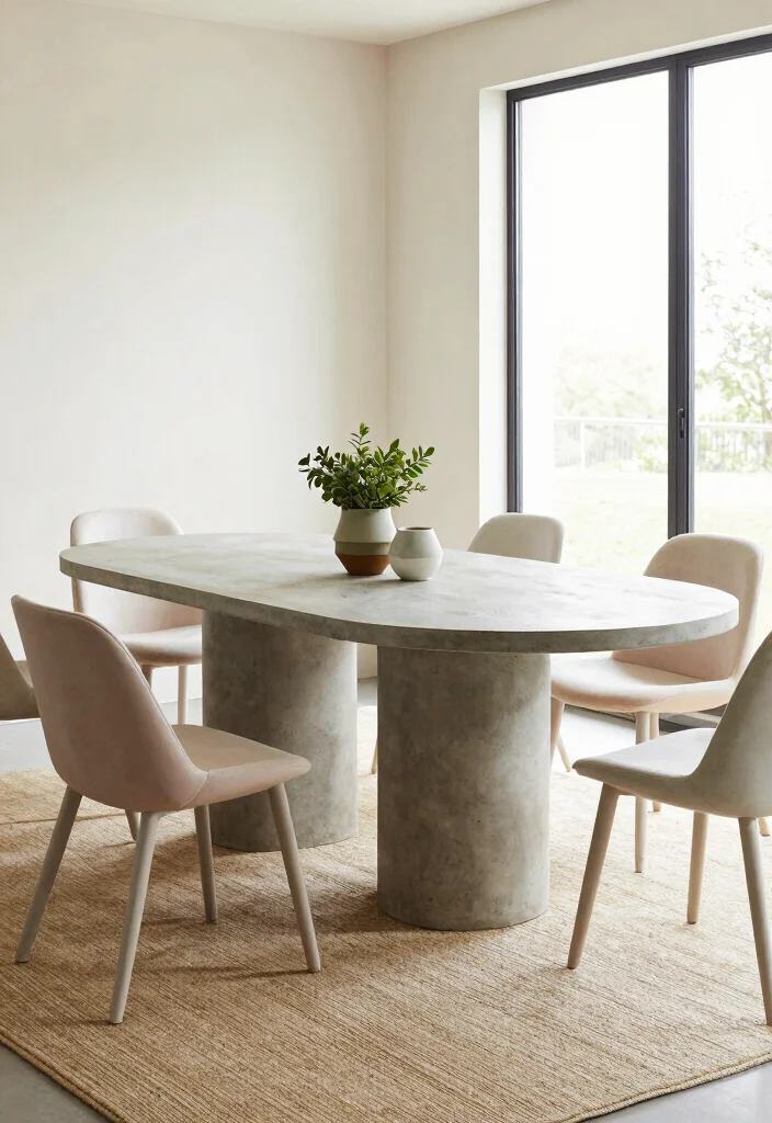 17 Dining Table Oval Ideas With Soft Elegant Lines 16 17 Dining Table Oval Ideas With Soft Elegant Lines - 6. Contemporary Concrete 1