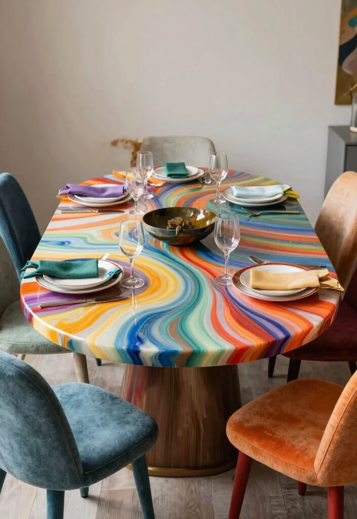 17 Dining Table Oval Ideas With Soft Elegant Lines 29 17 Dining Table Oval Ideas With Soft Elegant Lines - 9. Artistic Resin Accents 1