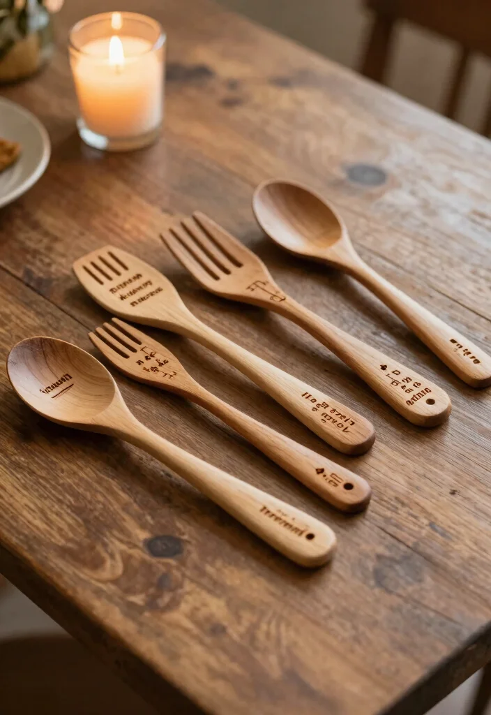 17 Farmhouse Table Decor Ideas With Rustic Charm 50 17 Farmhouse Table Decor Ideas With Rustic Charm - 10. Engraved Wooden Utensils 1