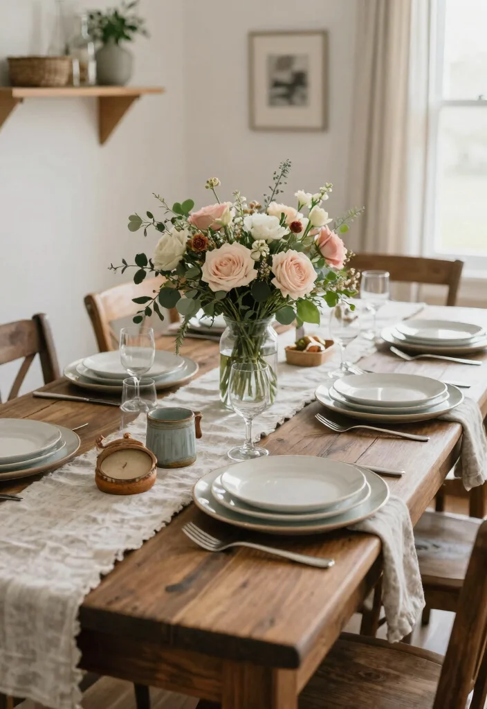 17 Farmhouse Table Decor Ideas With Rustic Charm 51 17 Farmhouse Table Decor Ideas With Rustic Charm - 11. Farmhouse-Themed Table Settings 1