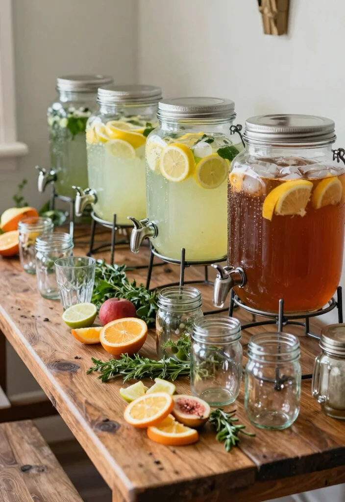 17 Farmhouse Table Decor Ideas With Rustic Charm 64 17 Farmhouse Table Decor Ideas With Rustic Charm - 14. Charming Drink Station 1