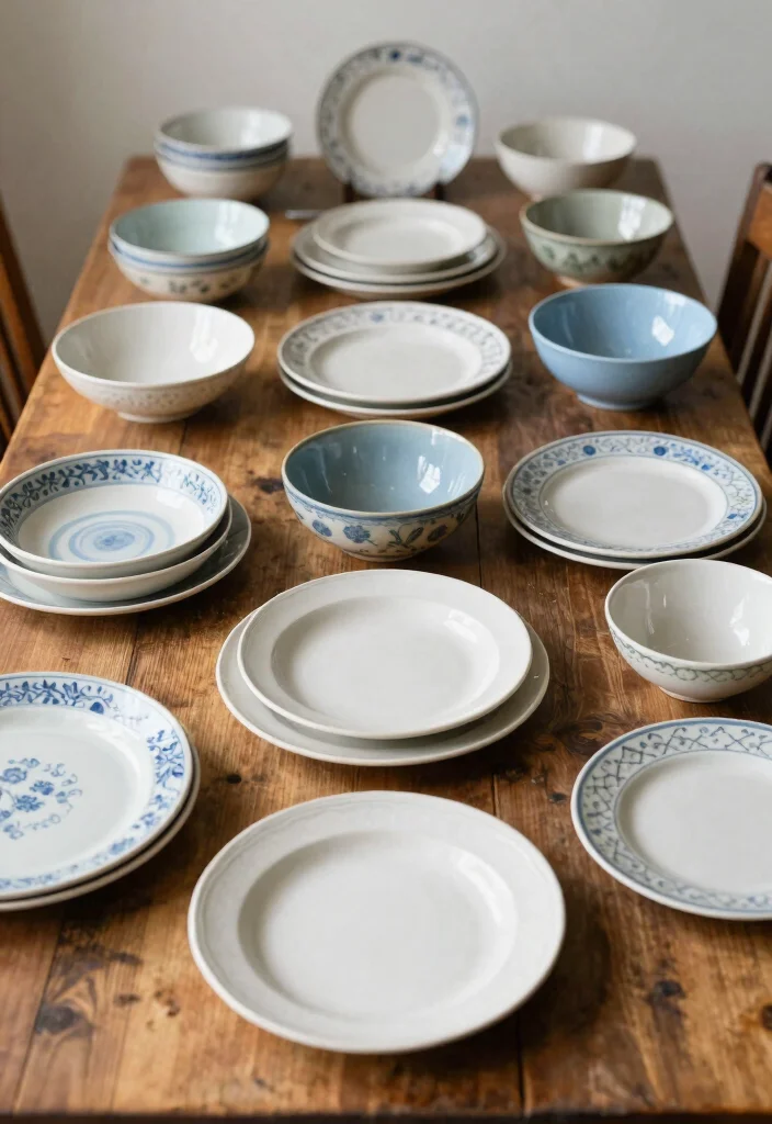 17 Farmhouse Table Decor Ideas With Rustic Charm 37 17 Farmhouse Table Decor Ideas With Rustic Charm - 7. Vintage Dishware 1