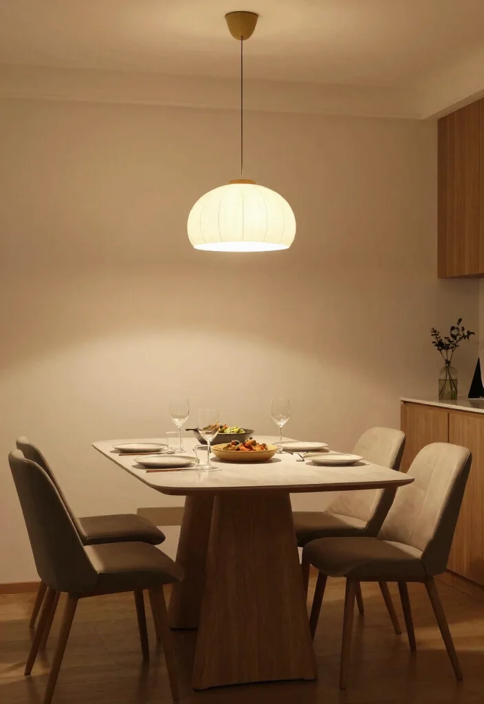 17 Floor Dining Table Ideas With Minimal Cozy Style 40 17 Floor Dining Table Ideas With Minimal Cozy Style - 10. Statement Lighting 1