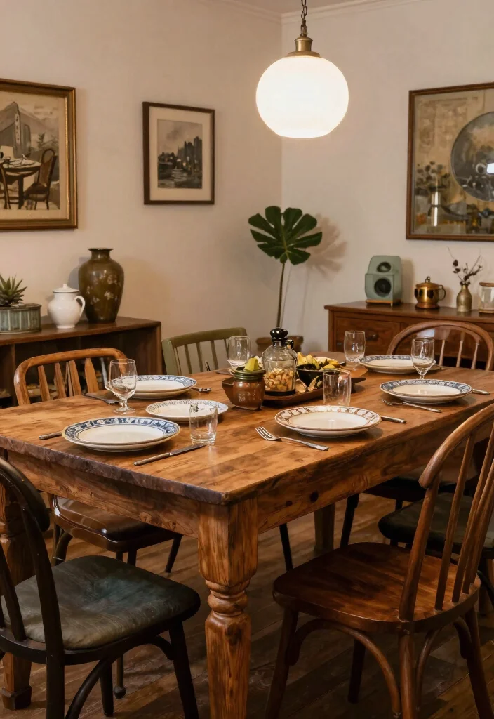 17 Floor Dining Table Ideas With Minimal Cozy Style 39 17 Floor Dining Table Ideas With Minimal Cozy Style - 9. Vintage Charm 1