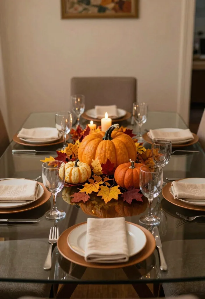 17 Glass Table Dining Room Ideas That Look Elegant - 14. Seasonal Centerpieces 1