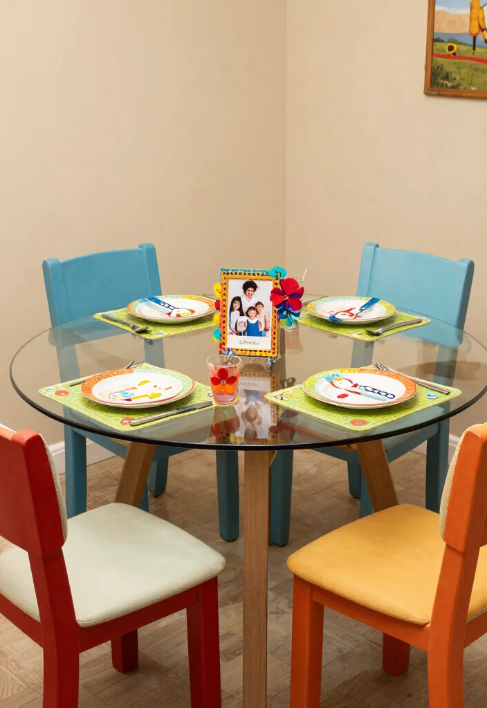 17 Glass Table Dining Room Ideas That Look Elegant - 16. Family-Friendly Fun 1