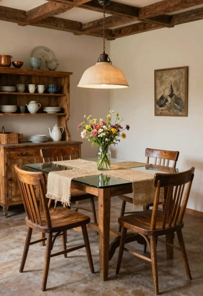 17 Glass Table Dining Room Ideas That Look Elegant - 3. Rustic Elegance 1