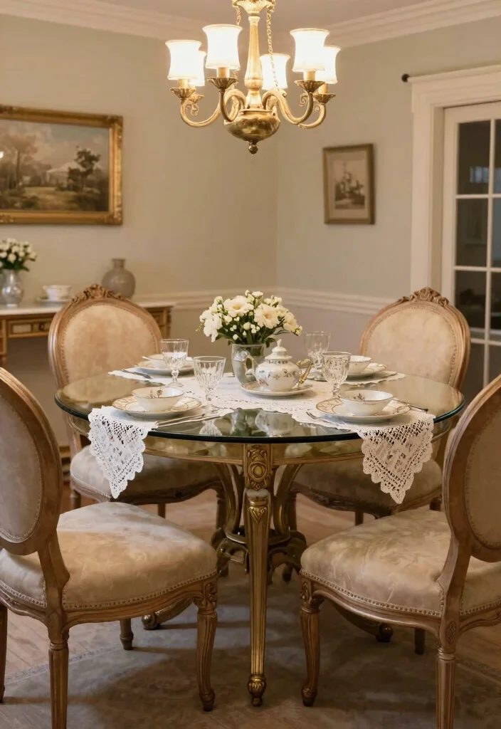 17 Glass Table Dining Room Ideas That Look Elegant - 8. Vintage Elegance 1
