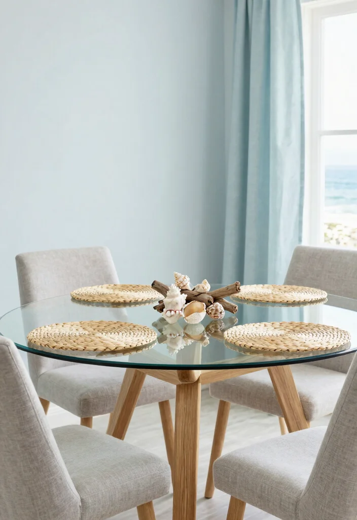 17 Glass Table Dining Room Ideas That Look Elegant - 9. Coastal Vibes 1