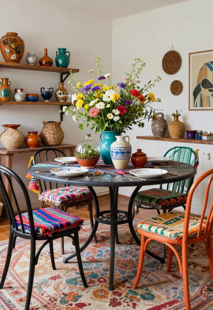 17 Wrought Iron Dining Table Ideas With Classic Detail 26 17 Wrought Iron Dining Table Ideas With Classic Detail - 6. Bohemian Flair 1