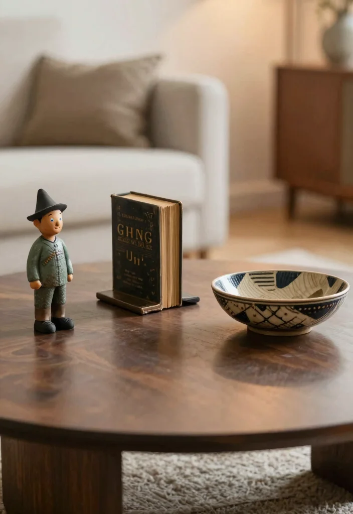 18 Farmhouse Coffee Table Decor Ideas With Cozy Layers - 13. Unique Decorative Objects 1