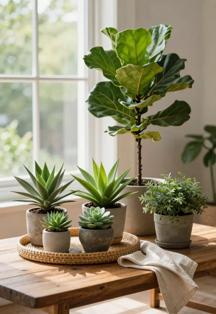 18 Farmhouse Coffee Table Decor Ideas With Cozy Layers - 2. A Touch of Greenery 1