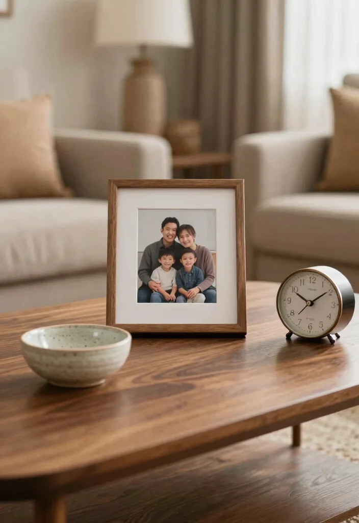 18 Farmhouse Coffee Table Decor Ideas With Cozy Layers - 6. Personal Touches 1