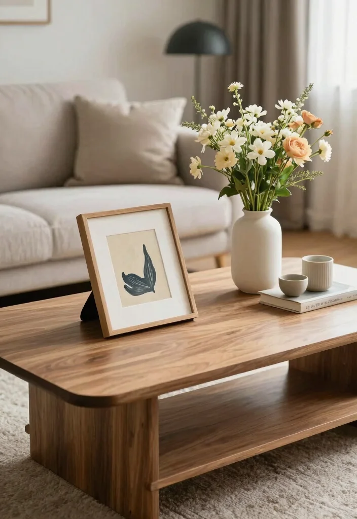 18 Farmhouse Coffee Table Decor Ideas With Cozy Layers - 8. Layered Artwork 1