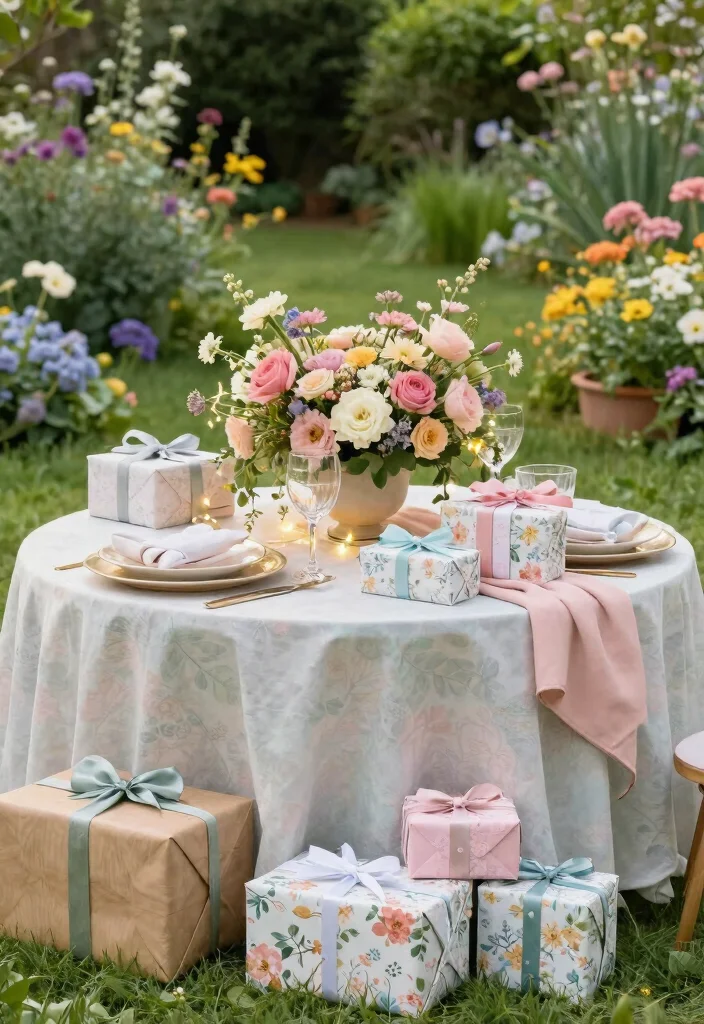 18 Gift Table Decor Ideas That Look Festive & Fun 20 18 Gift Table Decor Ideas That Look Festive & Fun - 10. Elegant Garden Party 1