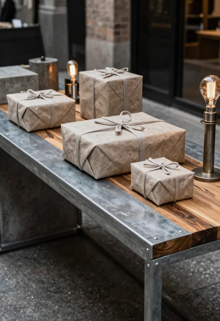 18 Gift Table Decor Ideas That Look Festive & Fun 23 18 Gift Table Decor Ideas That Look Festive & Fun - 13. Urban Industrial Style 1