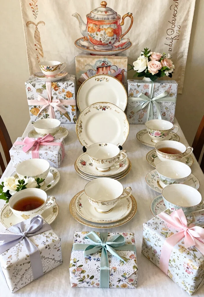 18 Gift Table Decor Ideas That Look Festive & Fun 34 18 Gift Table Decor Ideas That Look Festive & Fun - 14. Vintage Tea Party 1