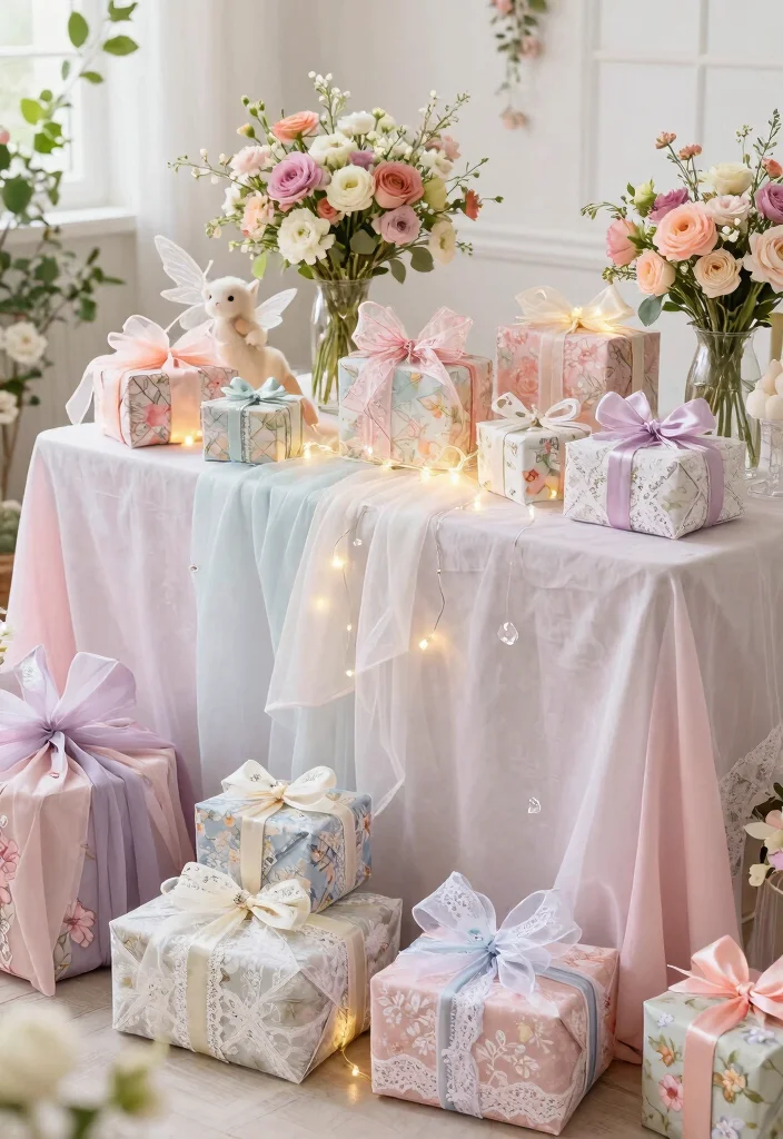 18 Gift Table Decor Ideas That Look Festive & Fun 68 18 Gift Table Decor Ideas That Look Festive & Fun - 18. Charming Fairy Tale 1