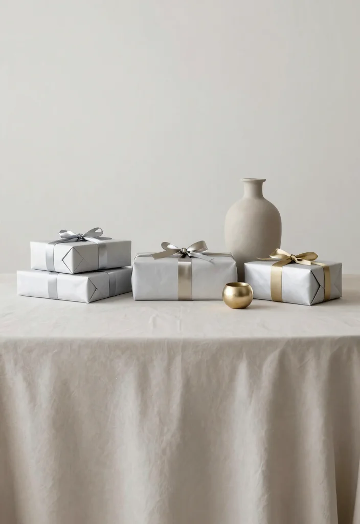 18 Gift Table Decor Ideas That Look Festive & Fun 6 18 Gift Table Decor Ideas That Look Festive & Fun - 6. Minimalist Modern Look 1