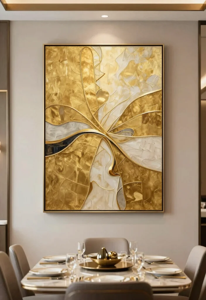 18 Gold Dining Table Ideas With Glamorous Shine 31 18 Gold Dining Table Ideas With Glamorous Shine - 11. Golden Wall Art 1