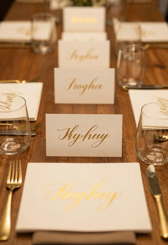 18 Gold Dining Table Ideas With Glamorous Shine 67 18 Gold Dining Table Ideas With Glamorous Shine - 17. Gold Themed Place Cards 1