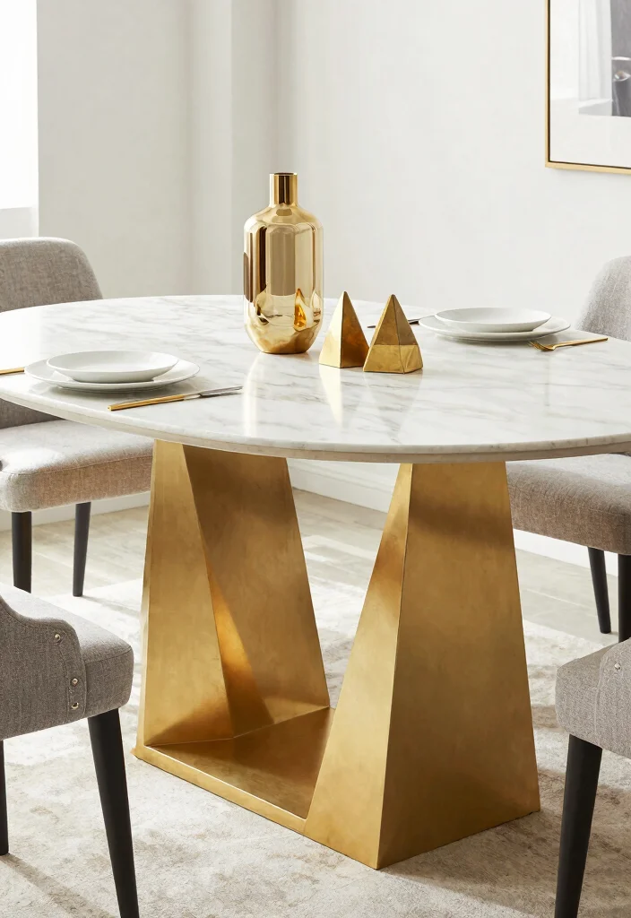 18 Gold Dining Table Ideas With Glamorous Shine 17 18 Gold Dining Table Ideas With Glamorous Shine - 7. Gold Geometric Accents 1