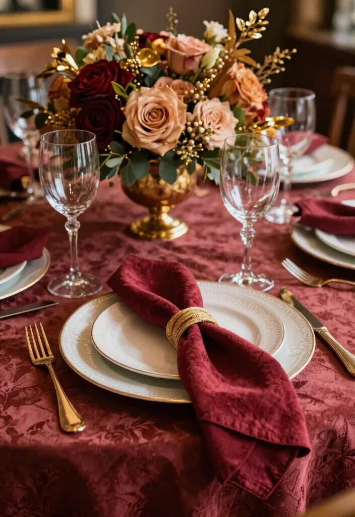 18 Gold Dining Table Ideas With Glamorous Shine 28 18 Gold Dining Table Ideas With Glamorous Shine - 8. Opulent Table Decor 1