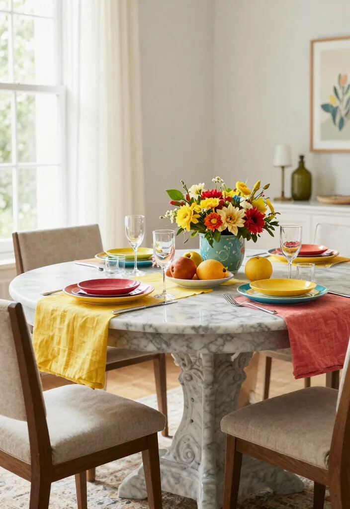 18 Marble Top Dining Table Modern Ideas With Luxe Appeal 53 18 Marble Top Dining Table Modern Ideas With Luxe Appeal - 13. Marble with Colorful Accents 1