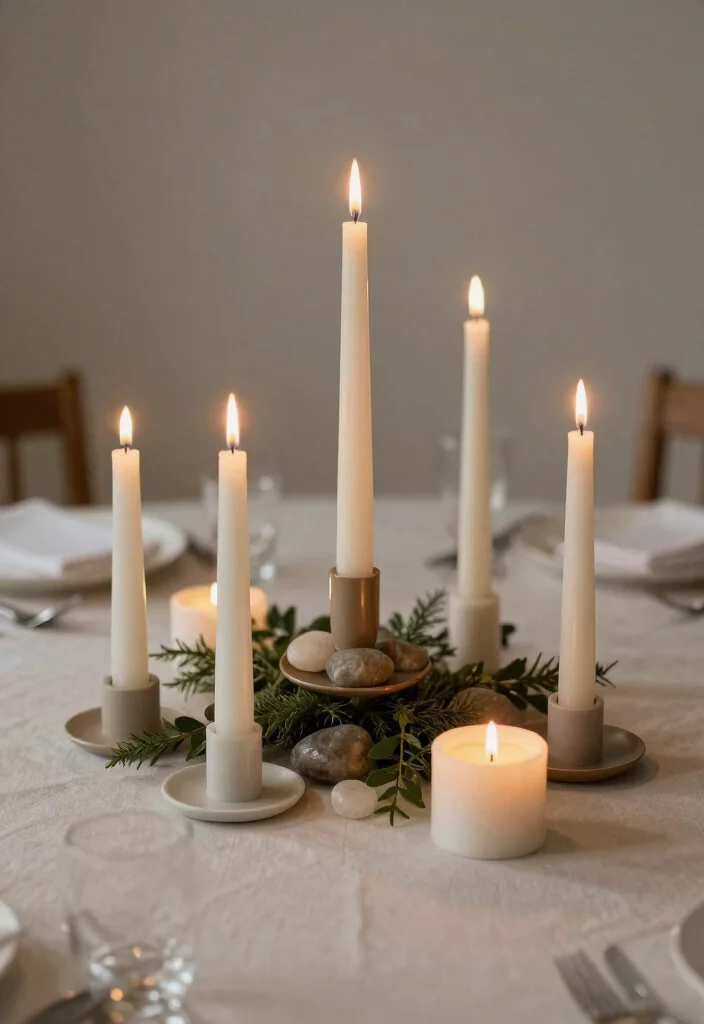 18 Minimal Table Decor Ideas With Clean Modern Style 41 18 Minimal Table Decor Ideas With Clean Modern Style - 11. Elevated Candle Arrangements 1