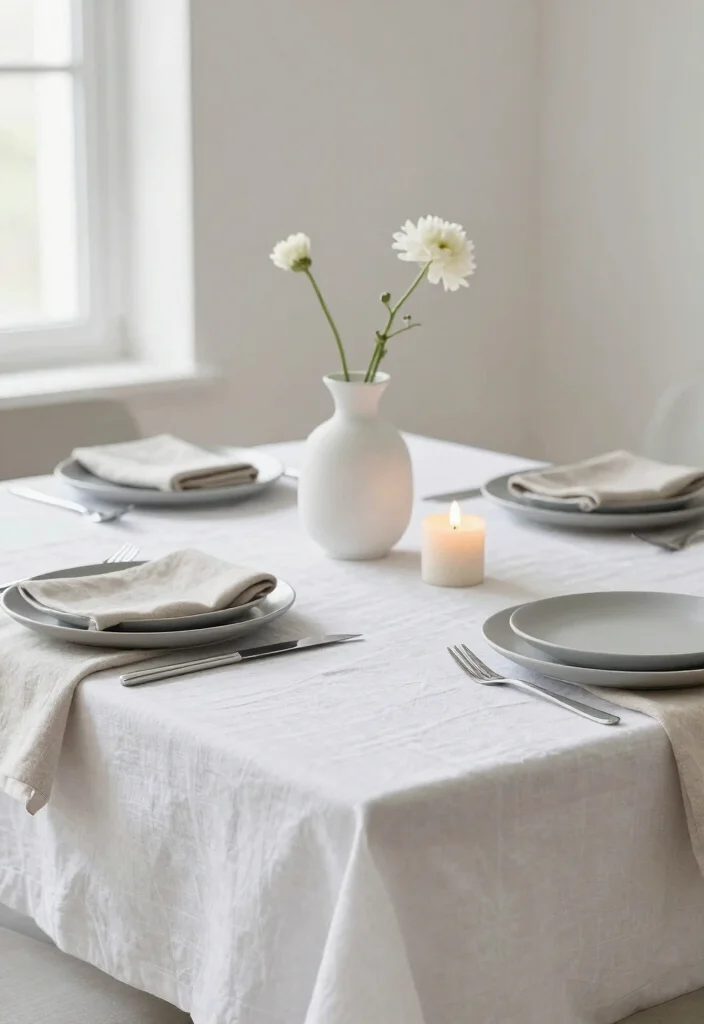 18 Minimal Table Decor Ideas With Clean Modern Style 12 18 Minimal Table Decor Ideas With Clean Modern Style - 2. Crisp White Linens 1