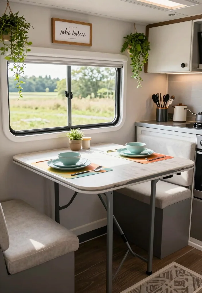18 RV Dining Table Ideas That Feel Smart & Stylish - 1. Foldable Dining Tables 1