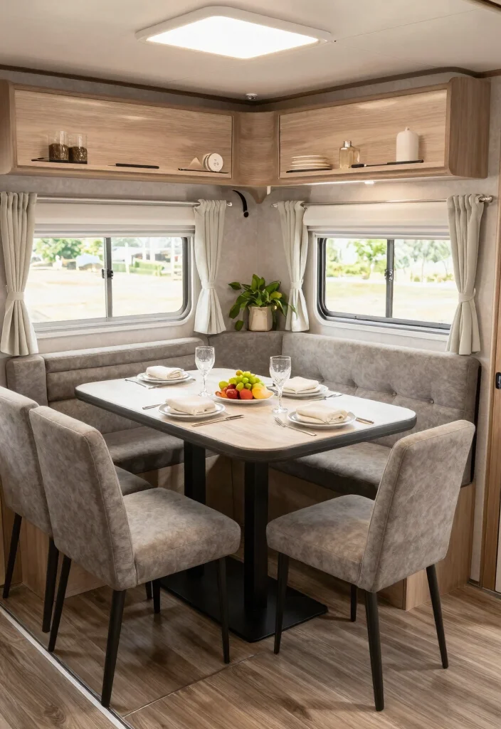 18 RV Dining Table Ideas That Feel Smart & Stylish - 14. Convertible Dining Furniture 1