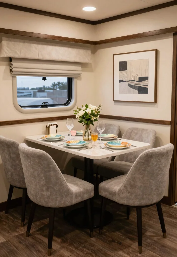 18 RV Dining Table Ideas That Feel Smart & Stylish - 17. Chic Bistro Tables 1